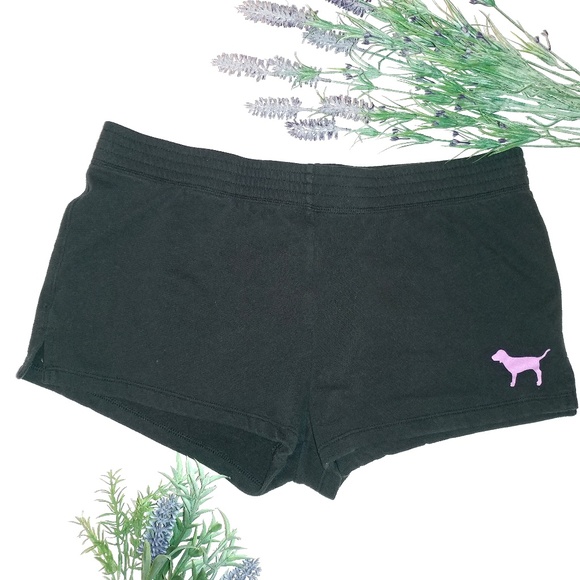 PINK Victoria's Secret Pants - Victoria's Secret PINK Black Logo Shorts Sz Large PINK Victoria's Secret Pants - Victoria's Secret PINK Black Logo Shorts Sz Large